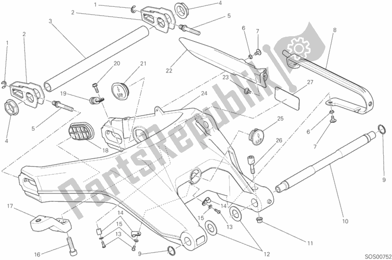 Alle onderdelen voor de Forcellone Posteriore van de Ducati Scrambler Icon USA 803 2015